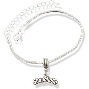 Shopoholic Text Shopping Addiction Charm Bracelet